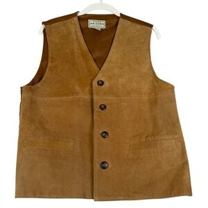 Arizona Jean Co Tan Suede Western Vest Small Genuine Leather Unisex Cowboy Rodeo